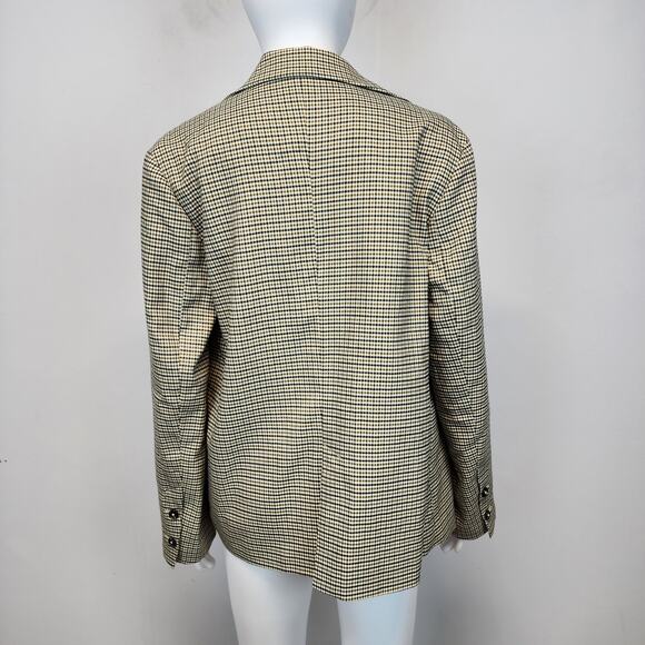 Mod Ref Checkered Blazer Lady Jacket Size S Beige Double Breast Boxy Academia - Picture 8 of 16